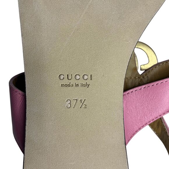 Gucci Marmont GG Logo Charlotte Nappa Leather Sandals Butterfly Pink EU 37.5 - Picture 10 of 11